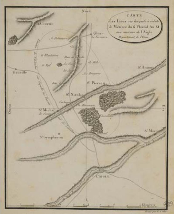La chute de m&eacute;t&eacute;ores de L'Aigle est la 1&egrave;re cartographi&eacute;e de l'histoire