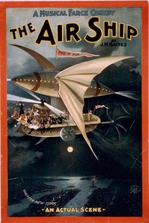 Affiche d'une pi&egrave;ce de th&eacute;&acirc;tre de J.&nbsp;M. Gaites mont&eacute;e sur les airships cette ann&eacute;e-l&agrave;
