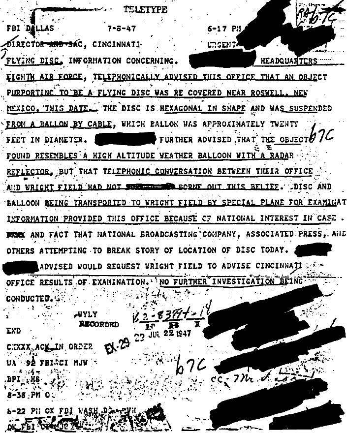 Le telex du FBI