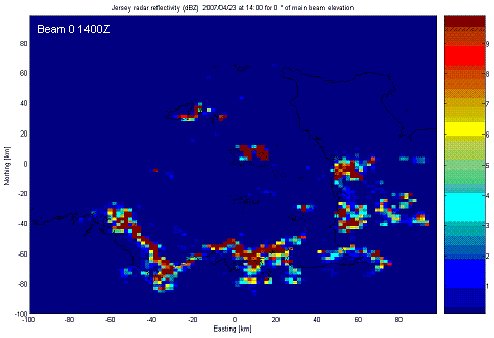 Fig.15  C-band weather radar, beam 0 (0.5&deg;), 1400Z
