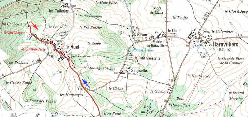 Le trajet des t&eacute;moins pr&egrave;s d'Haravilliers