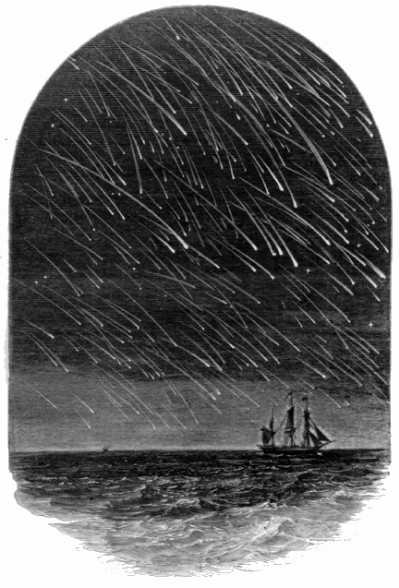 Gravure dépeignant une pluie de météores léonides cette année-là