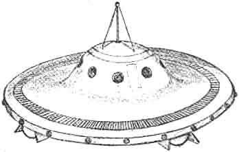 Dessin par un mécanicien inconnu d'un ovni qu'il aurait vu survoler une piste de la base de la base d'Holloman, pendant l'Eté