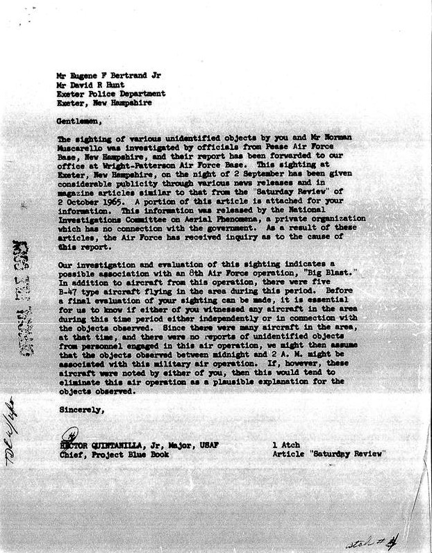 La lettre d'origine s1"Misc Blue Book Files Roll 2", Blue Book archives, p. 286