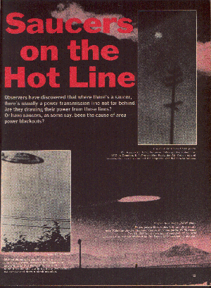Notez les lignes électriques sous l'ovni brillant dans le ciel près du Centre de Développement Aérien d'Alamogordo    (Nouveau-Mexique). Pris le vendredi 18 octobre 1957 par un employé gouvernemental, l'objet fut évalué comme un nuage    lenticulaire par l'Air Force. L'ovni a survolé 15 mn s3Projet Blue Book USAF
