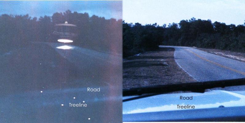 Le fameux "cliché de la route", photo n° 19 prise Walters le 12 janvier, semblant montrer un objet réel      réfléchissant sa lumière au sol. Tim Printy fera remarquer que la lumière de l'ovni n'apparait pas reflétée sur le      capot de la voiture, contrairement à la ligne d'arbres et la route s3Walters < Printy, Tim: "Some Final Observations", octobre 2008